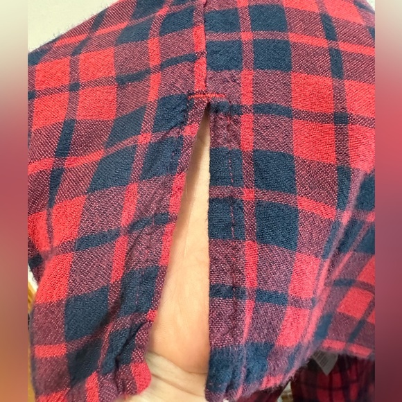 American Eagle Sleeveless Red/Blue Plaid Flannel Pop Over Top Western oversized - Picture 3 of 8